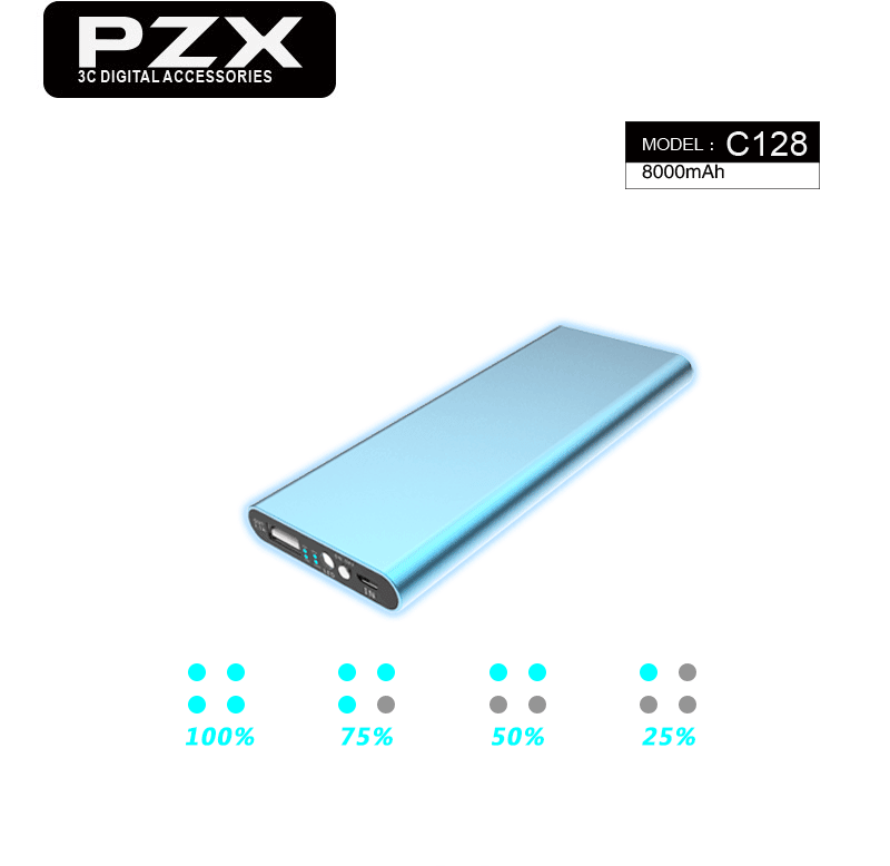 Pzx Slim Metal 8000mAh Power Bank
