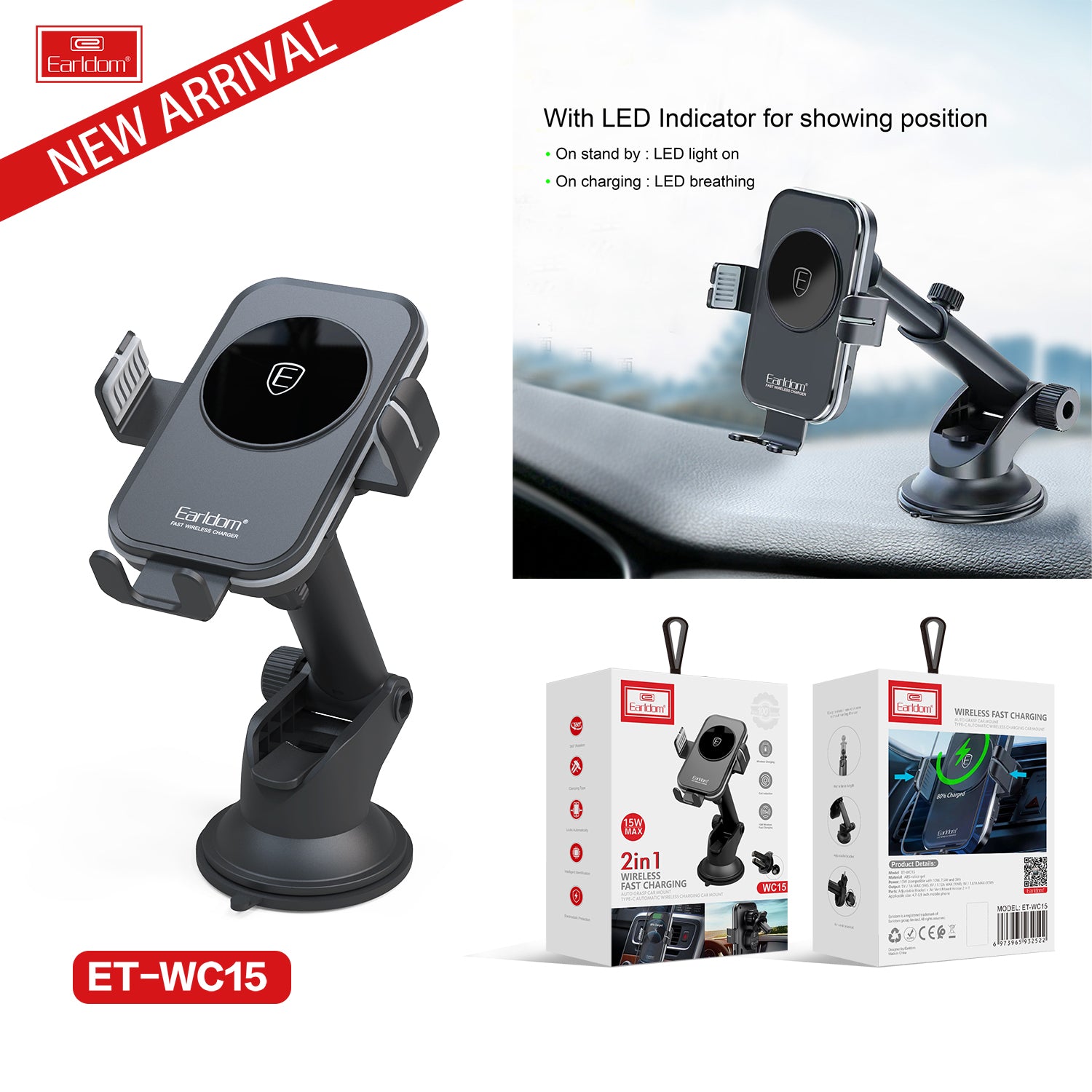 Earldom Wireless Car Holder Et-wc15