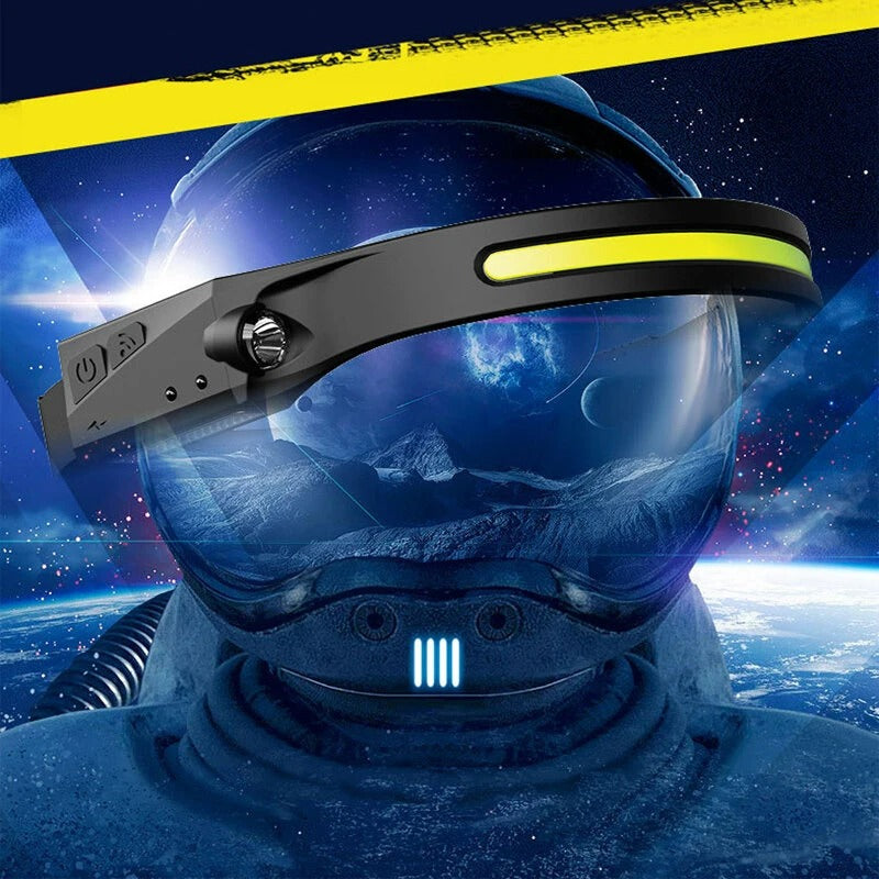 Wave Sensor Wide Range COB LED Headlamp USB Rechargeable Headlamp