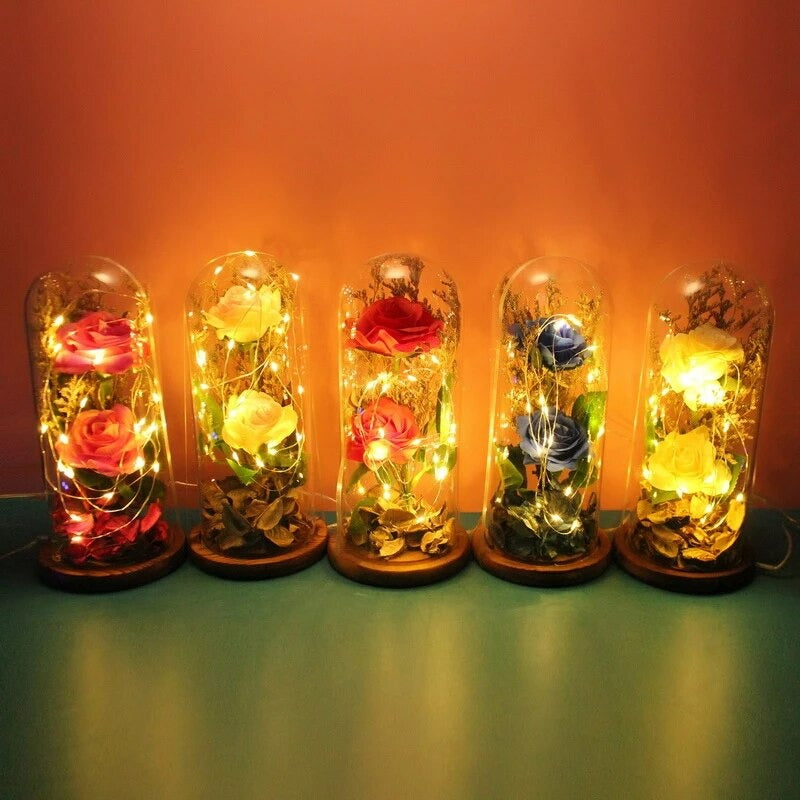 LED Lamps Glass Rose Flower   24Pcs