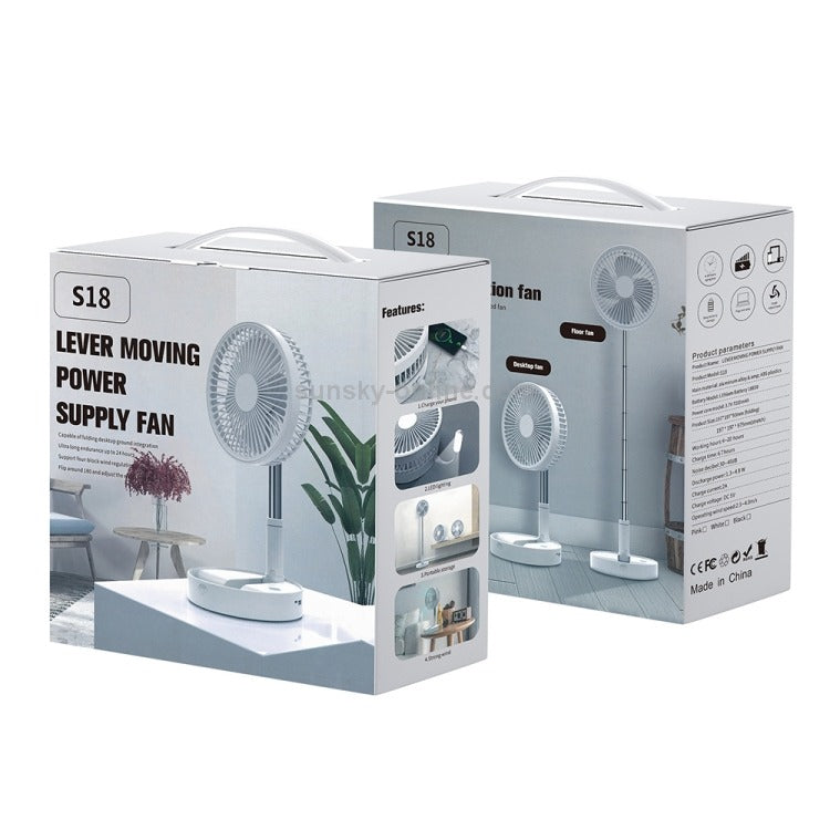 Folding Integrated Storage Fan Portable Retractable USB Charging Floor Fan