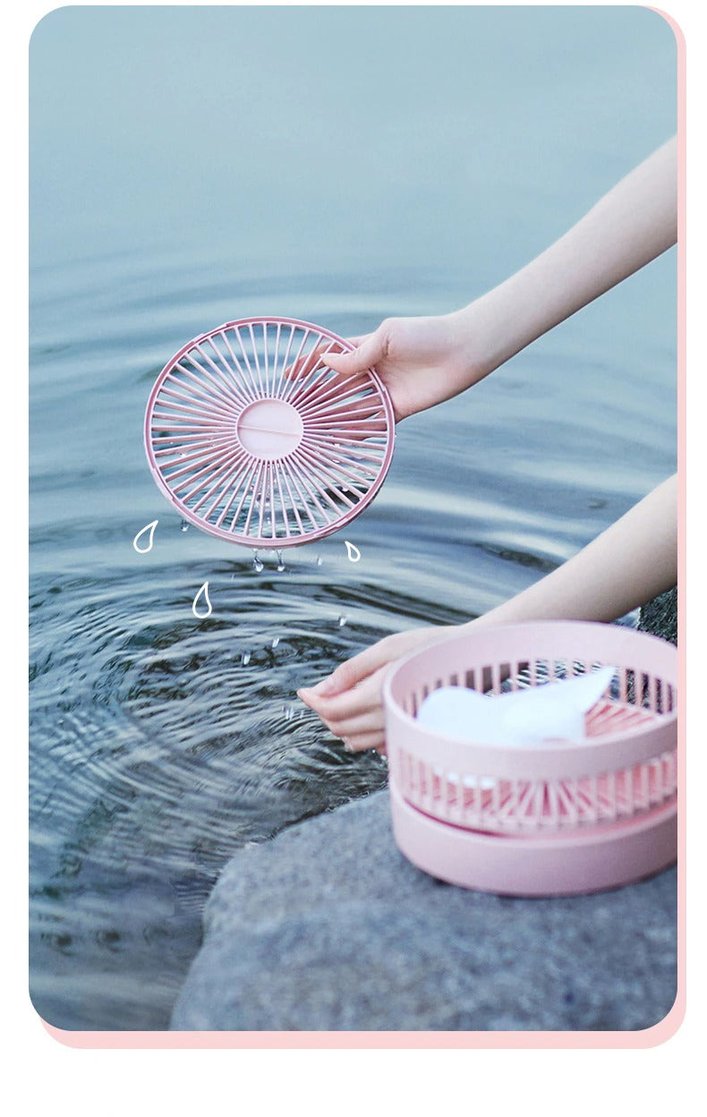 Folding Integrated Storage Fan Portable Retractable USB Charging Floor Fan