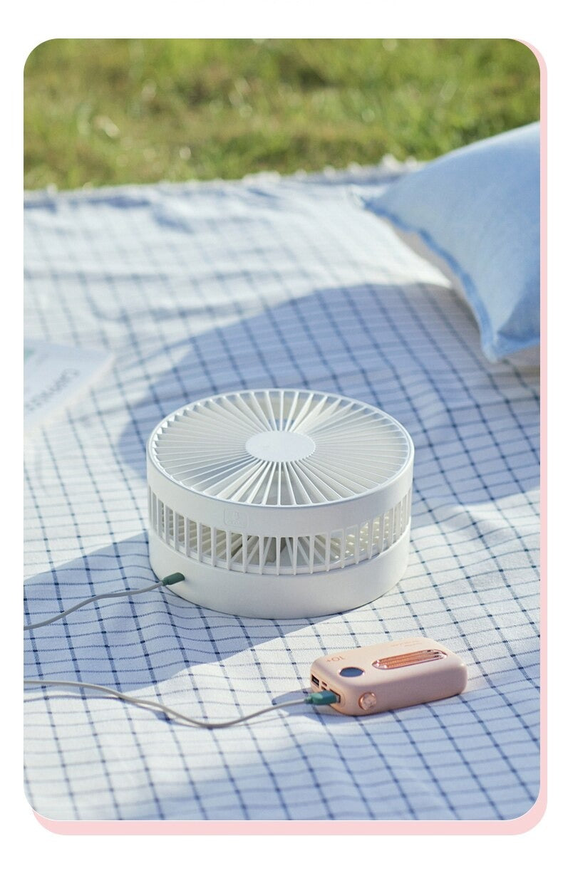 Folding Integrated Storage Fan Portable Retractable USB Charging Floor Fan