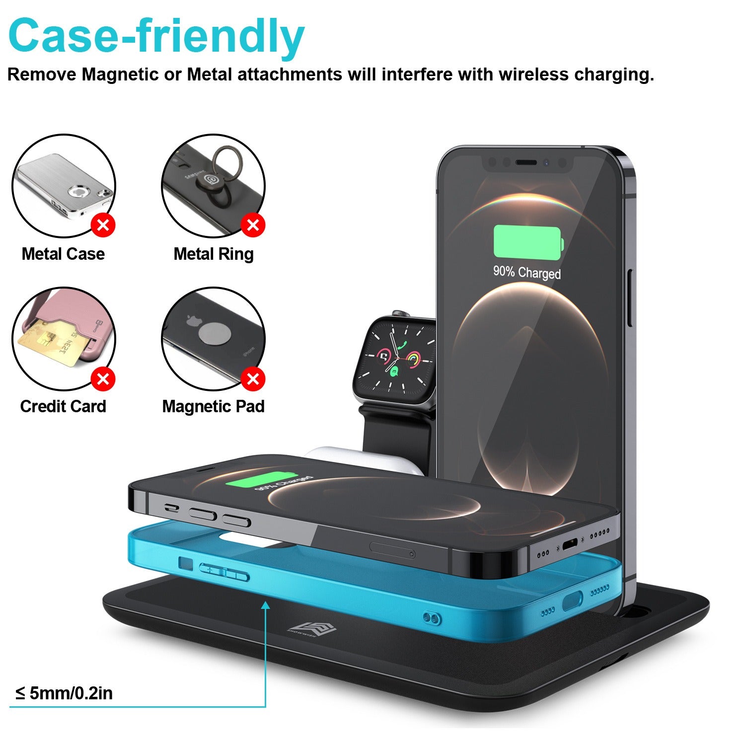 Wireless Charger Watch Headset Mobile Phone Charging Stand Desktop Wireless Charging