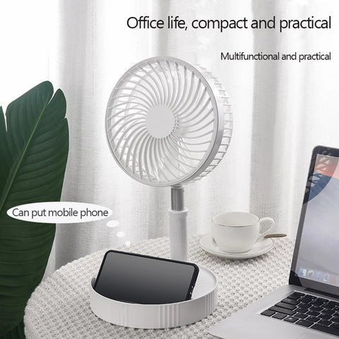 Folding Integrated Storage Fan Portable Retractable USB Charging Floor Fan
