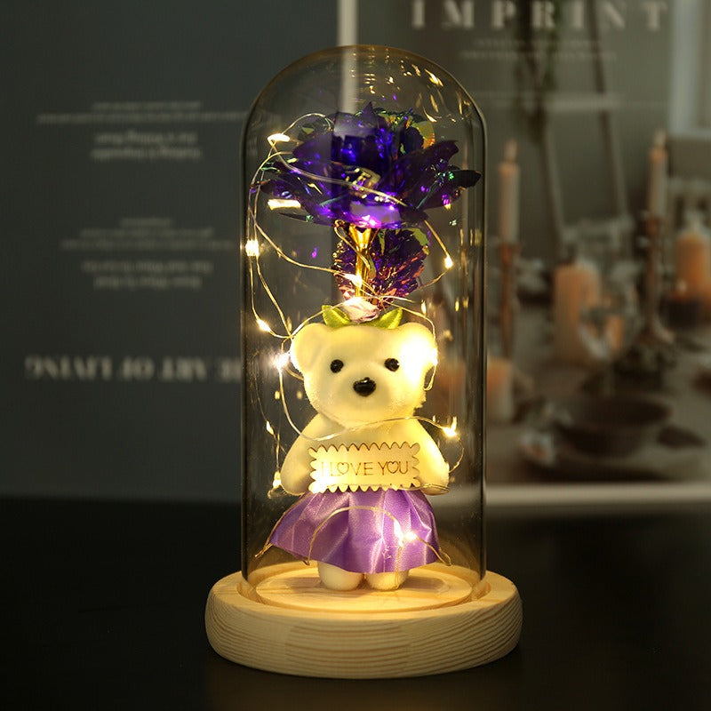 LED Lamps Glass Rose Flower   24Pcs