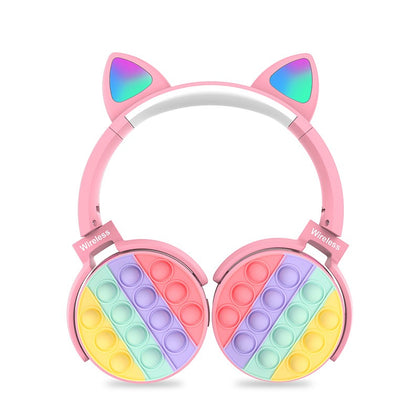 Cute Cat Ear Bluetooth Headphones Silicone Pop