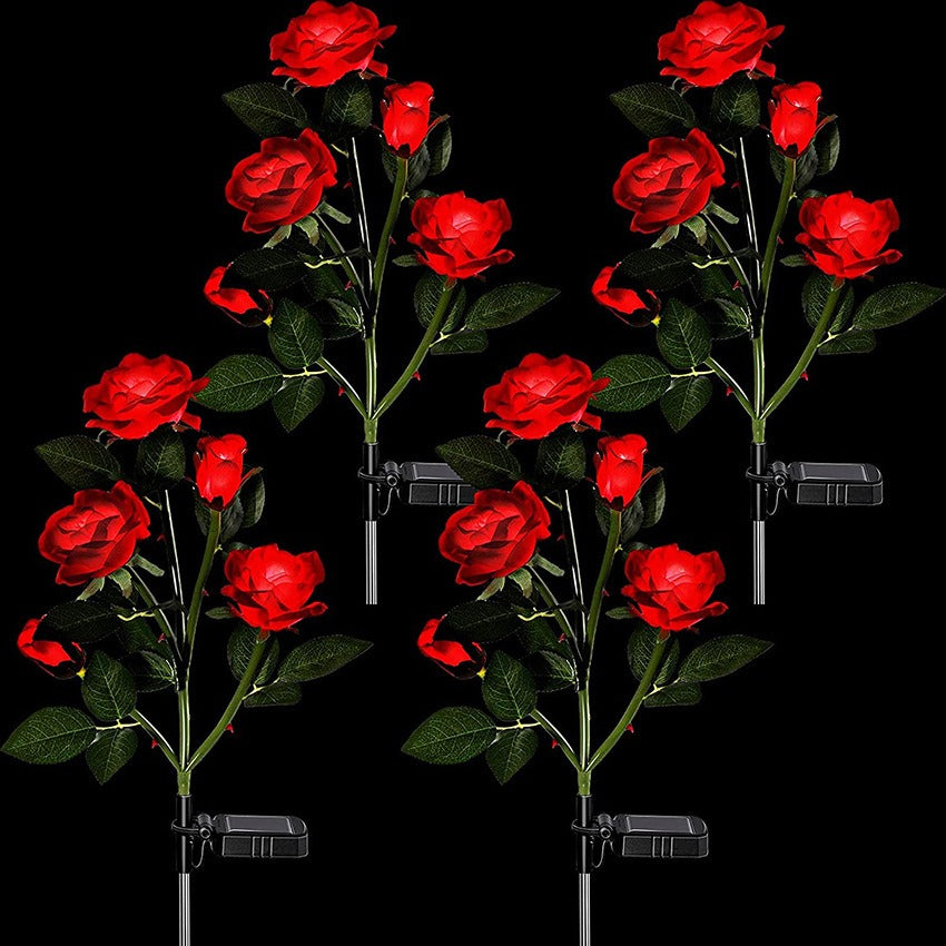 Solar Rose Light Flower Lights Lamp Red Rose