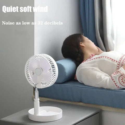 Folding Integrated Storage Fan Portable Retractable USB Charging Floor Fan