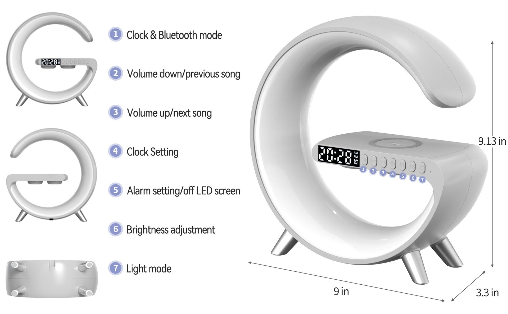 Smart LED Wireless Charging Alarm Clock