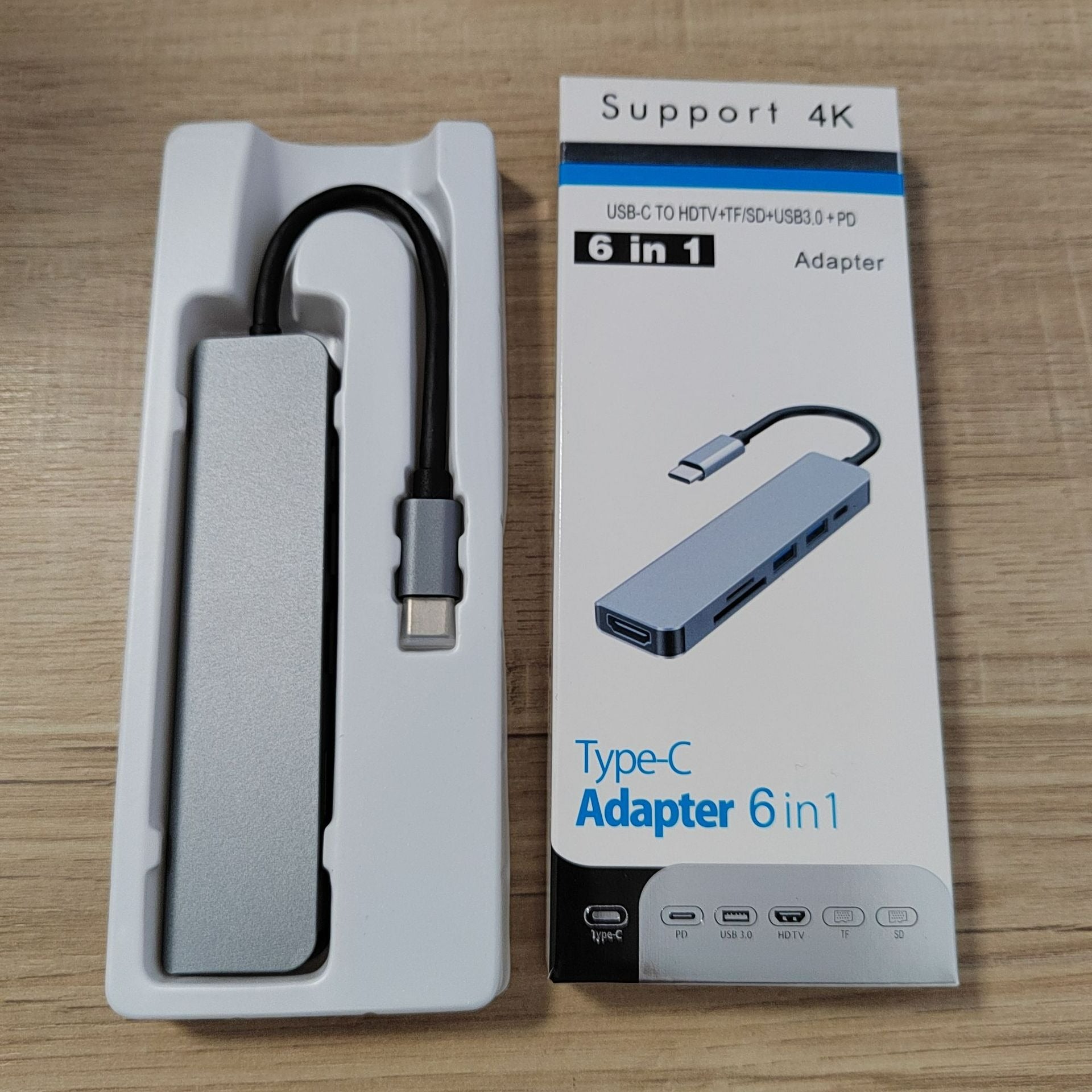 6 in 1 USB C Type C HD Output 4K HDMI USB 3.0 HUB Adapter For Air/Pro MacBook