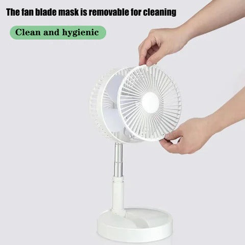 Folding Integrated Storage Fan Portable Retractable USB Charging Floor Fan