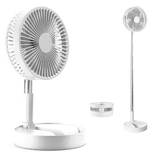 Folding Integrated Storage Fan Portable Retractable USB Charging Floor Fan