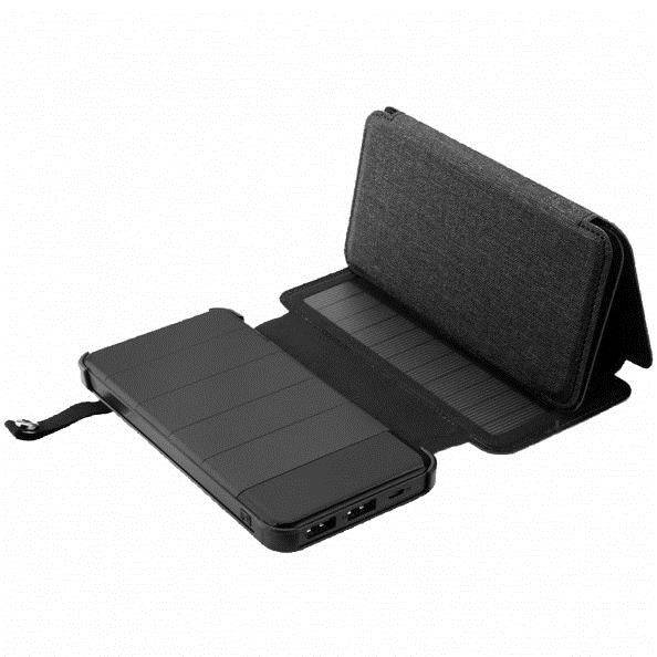 Removable foldable solar power bank 100000 mAh -black