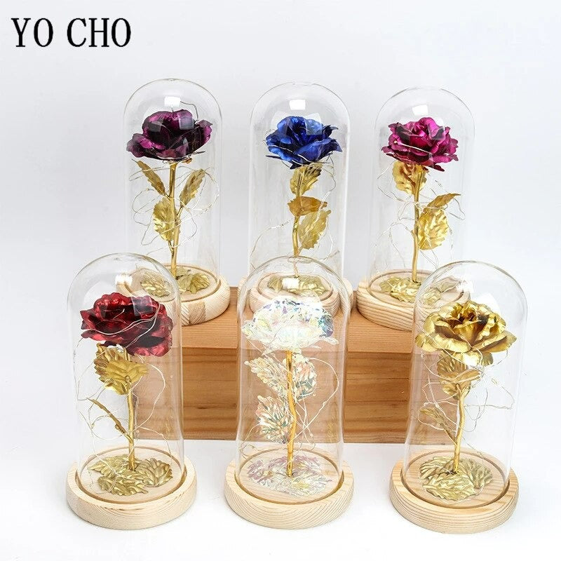 LED Lamps Glass Rose Flower   24Pcs