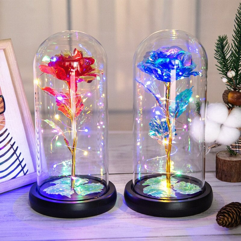 LED Lamps Glass Rose Flower   24Pcs