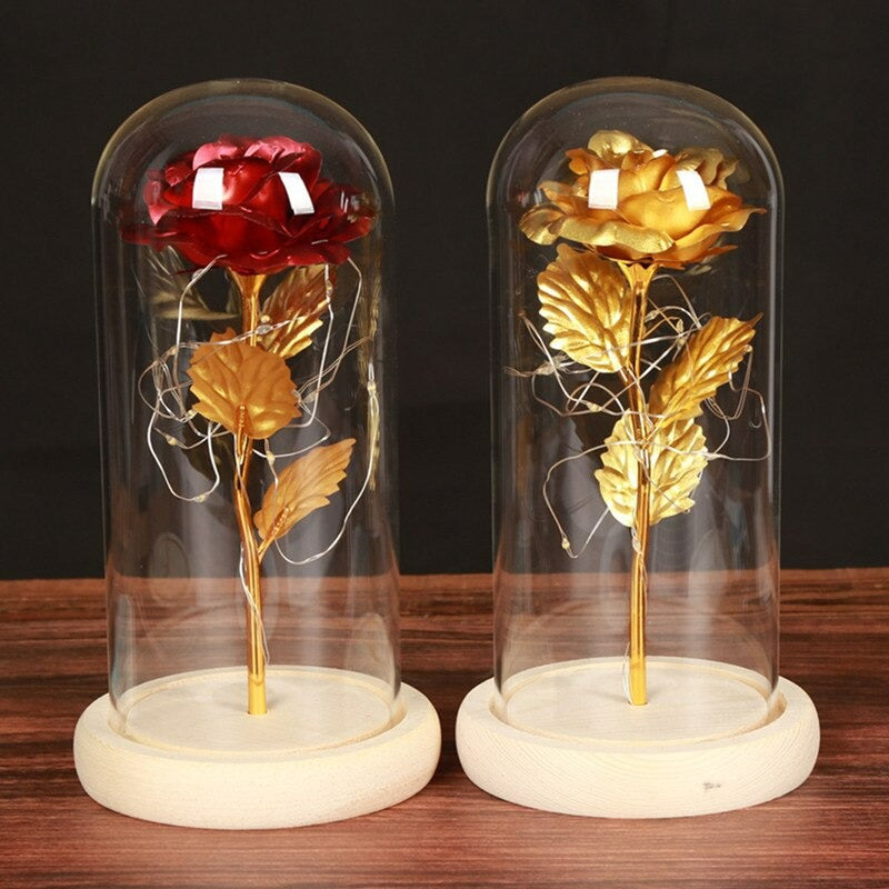 LED Lamps Glass Rose Flower   24Pcs