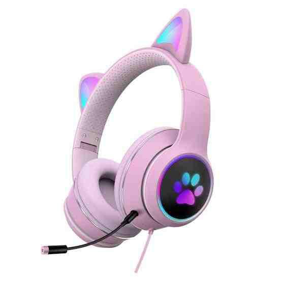 Wired Cat Ear Gaming Headset With Microphone Adult Kids