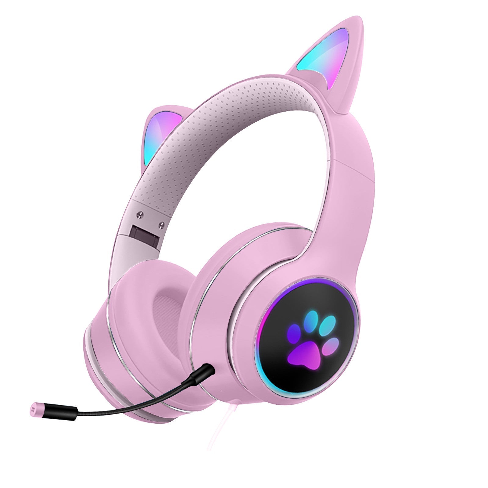 Wired Cat Ear Gaming Headset With Microphone Adult Kids