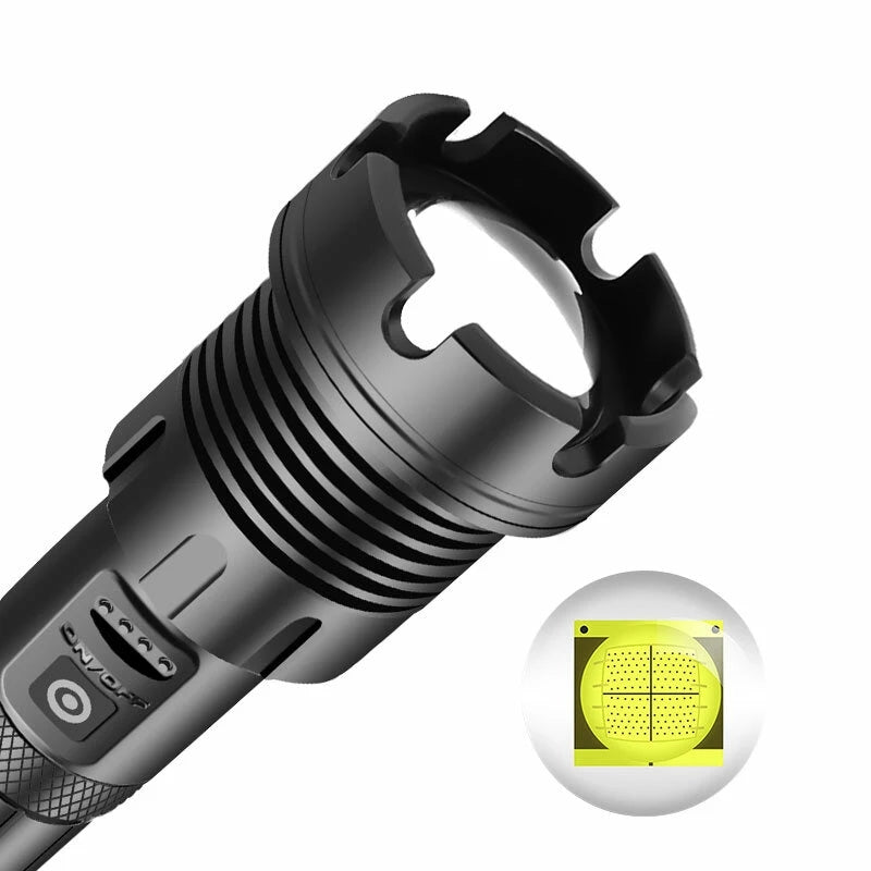 Super Powerfull P90 LED Flashlight With Side Light Outdoor Waterproof Torch