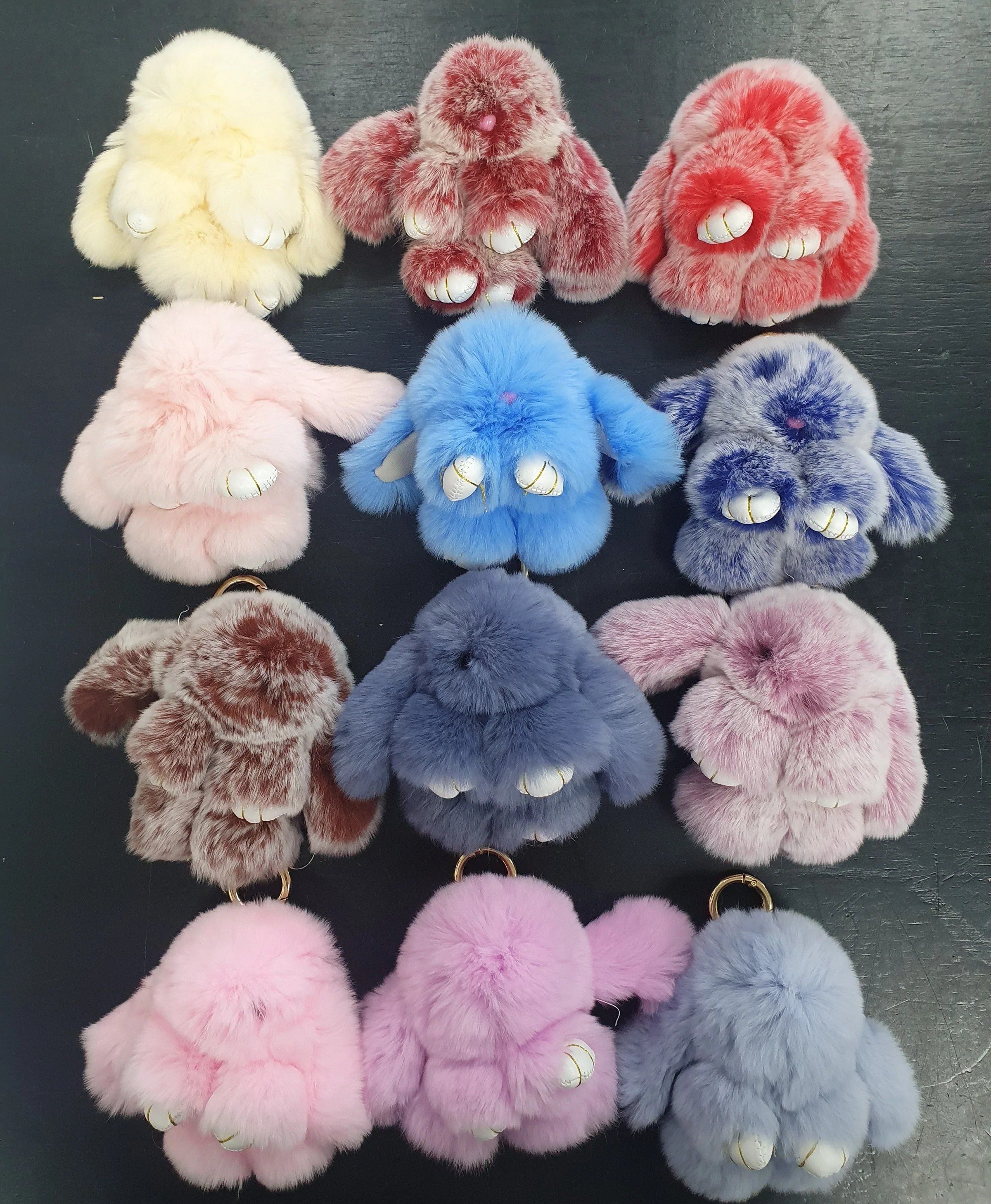 Bunny fluffy rabbit plush toy keyring chain