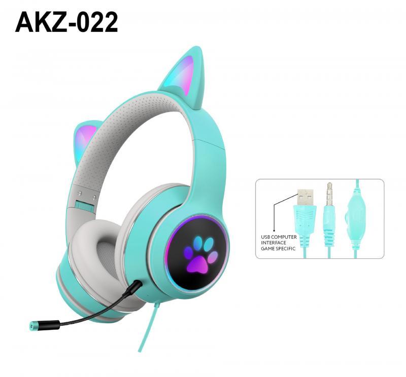Wired Cat Ear Gaming Headset With Microphone Adult Kids