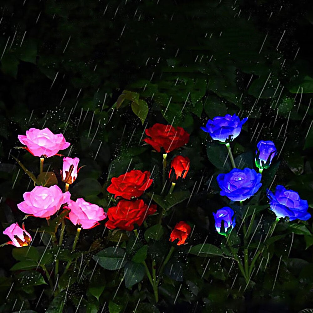 Solar Rose Light Flower Lights Lamp Red Rose