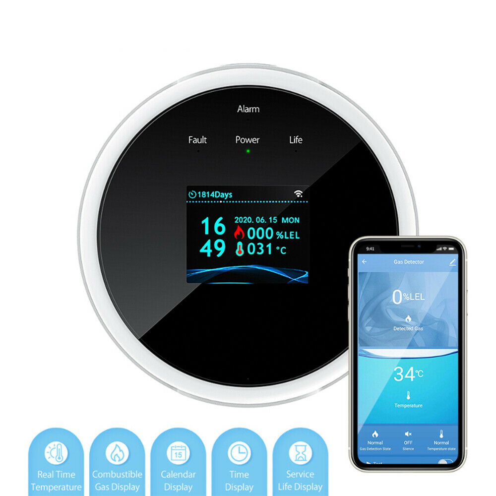 Smart WiFi Alarm Sensor Natural Gas Leak Detector Gas Detector Detection Alarm！