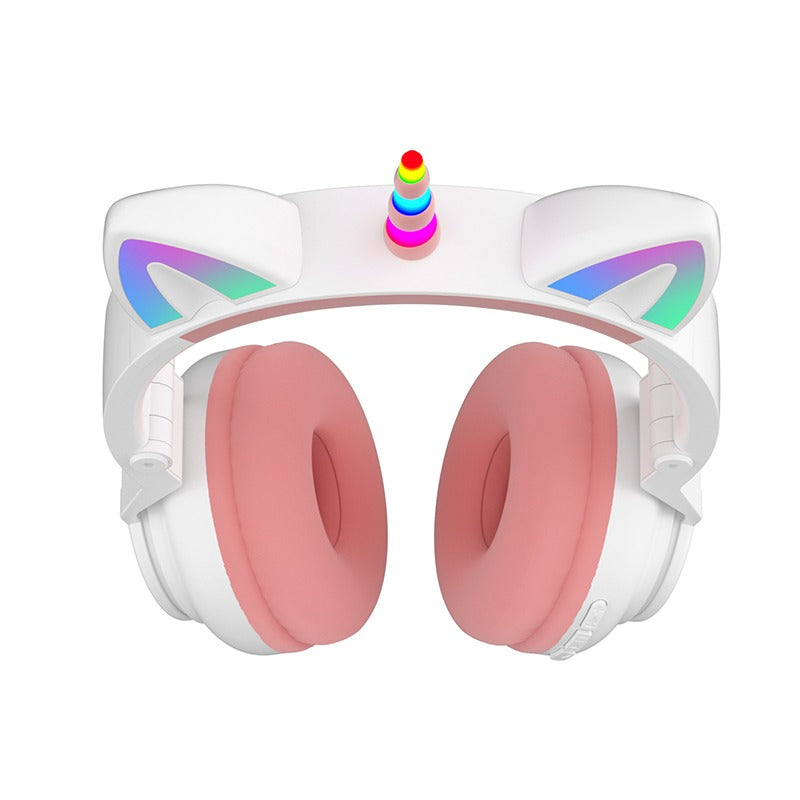 TEQ Cute Kids Headphones Pink Glowing LED Wireless Unicorn Headphone