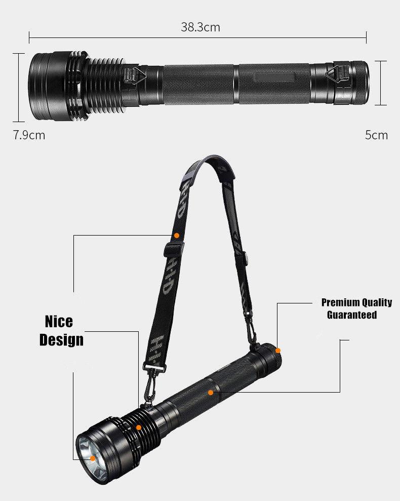 85W 8500 Lumens LED Torch Flashlight 8700mAh Battery Spotlight Big Size