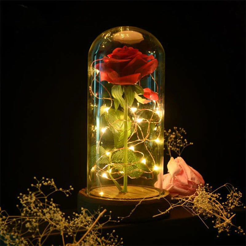 LED Lamps Glass Rose Flower   24Pcs